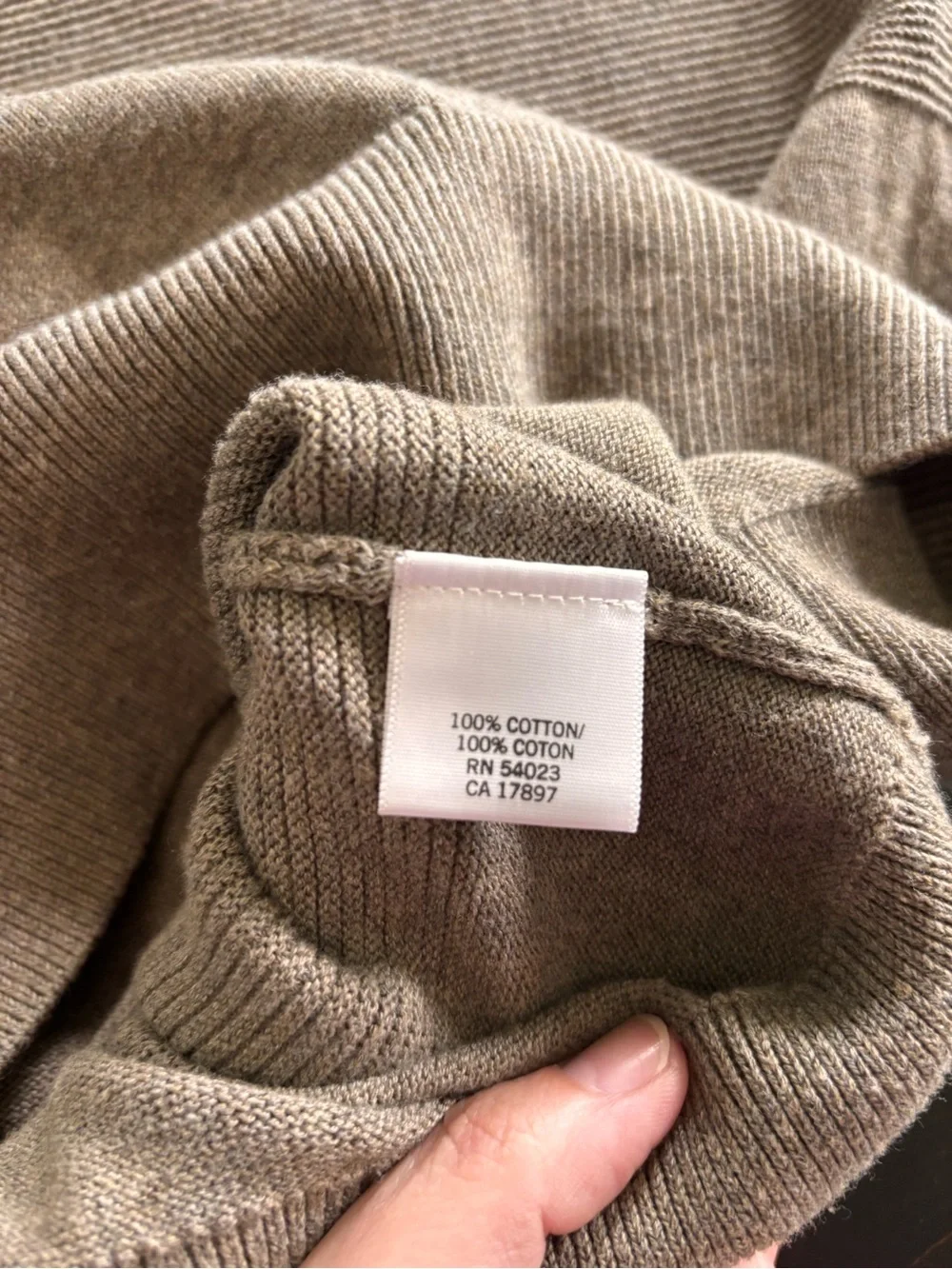 Banana Republic 100% Cotton Men’s Taupe Striped Crewneck Sweater GUC